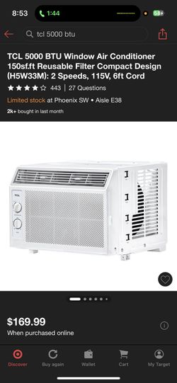 BRAND NEW TCL 5000 BTU WINDOW AC