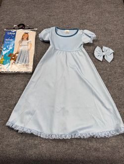 Disney Wendy Costume Toddler 5-6T Peter Pan Dress & Hair Bow - Belt Missing