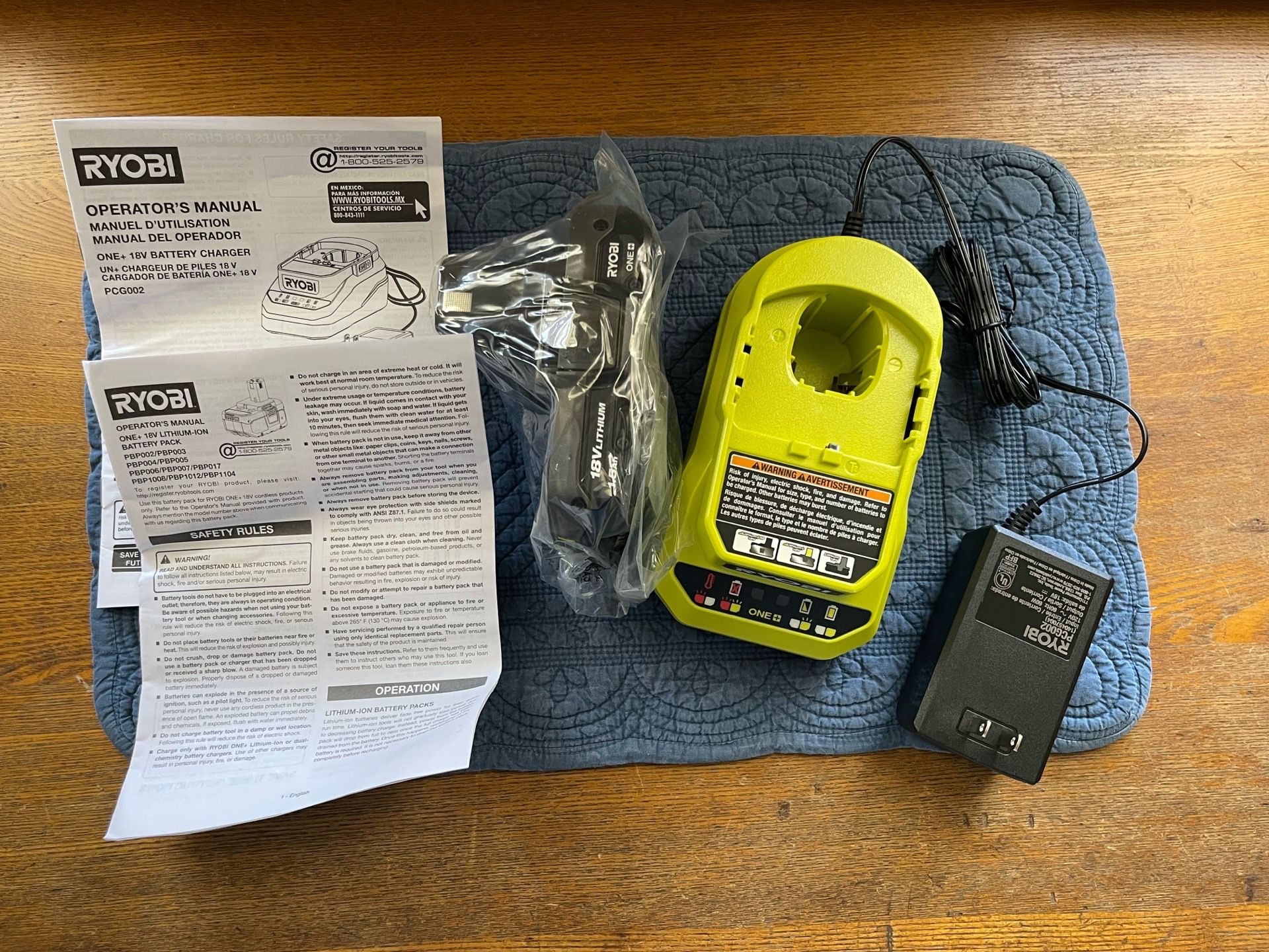Ryobi One + 18 Volt Lithium-ion Battery & Charger PCG002