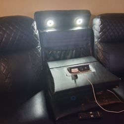 Double Seat Reclinable Sofa with Led Lights And Charger