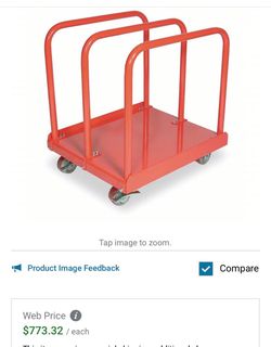 Red Steel Panel Cart with Casters