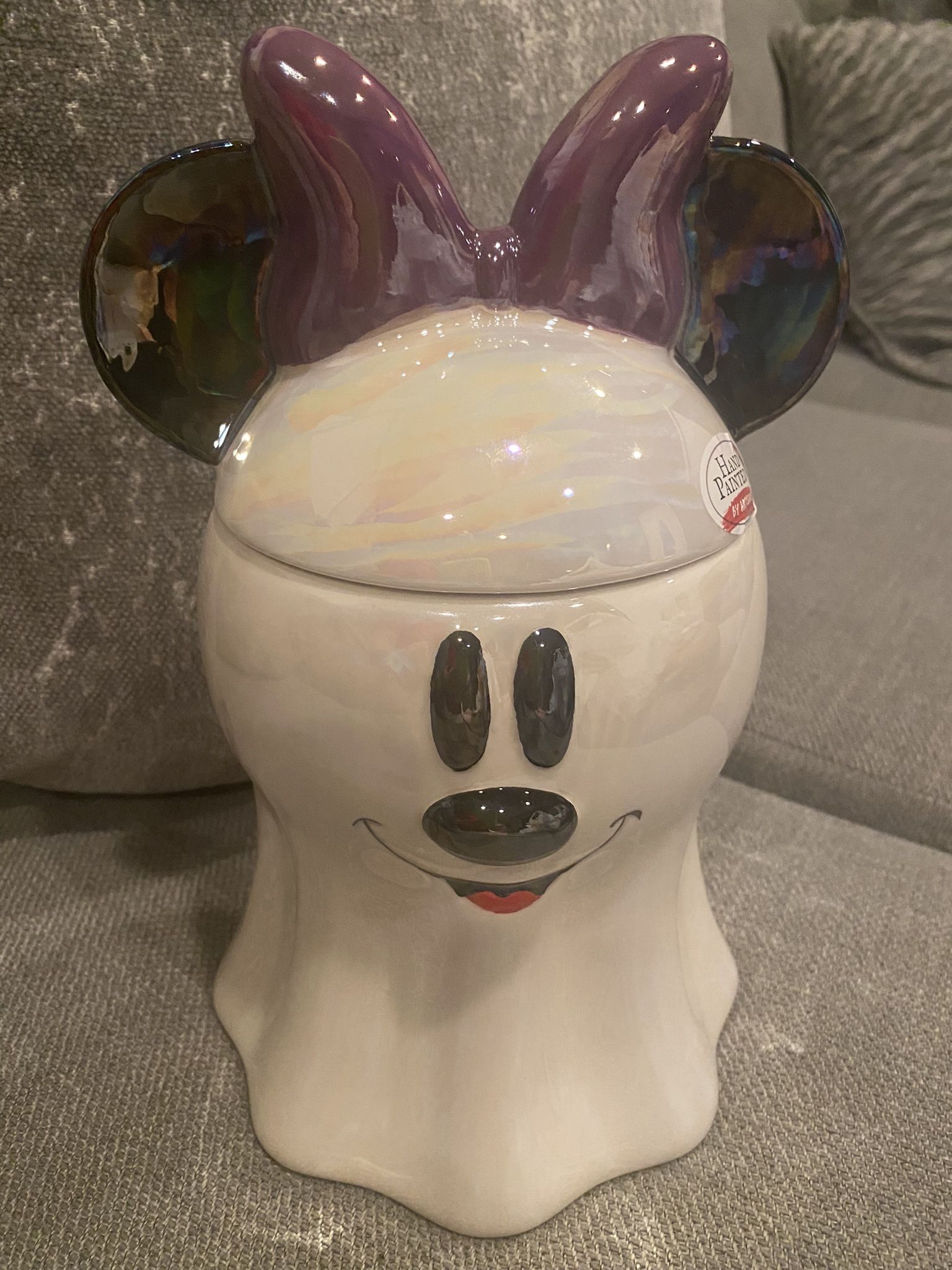 Disney Halloween Minnie Mouse Iridescent Cookie Jar Ghost