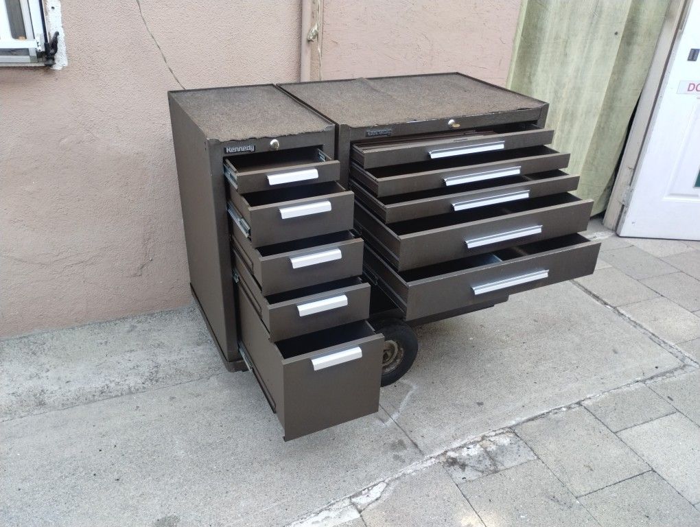 Kennedy Tools Box With Side Drawers And Versa Cart..H..36..W..43..D..20