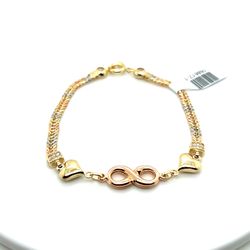 14kt Gold Tri Color Infinity Heart Style Bracelet 5.63grams 7 1/2” 168617 1