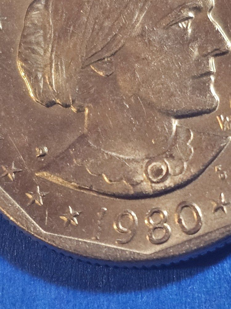 1980-D  Susan B Anthony Dollar  With Wide Rim In Good Condition