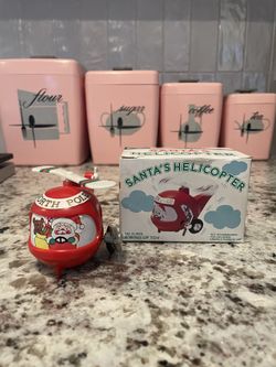 Santa Helicopter Christmas Wind UpToy Kurt Adler Hong Kong 