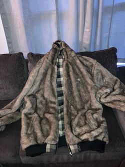 Reversible faux fur coat by LRG