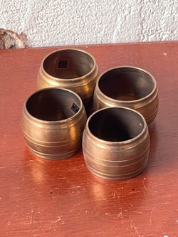 Vintage! Made In India Brass Napkin Rings Set of 4