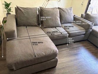 Deep Grey Modular Sectional Couch & Chaise