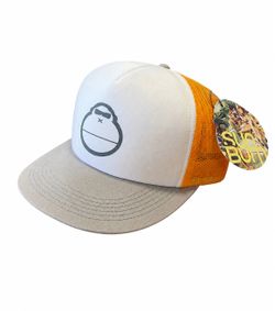 Sun Bum Sonny Monkey Trucker Hat Golden Yellow Gray Snapback Mesh Cap NWT OSFA
