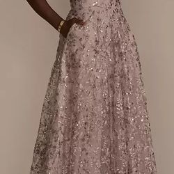 David’s Bridal Quartz Mauve Sequin Dress Size 24