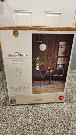 2pk Copley Dining Chairs Dark Gray - Threshold™: Upholstered, Metal Legs, Mid-Century Modern
