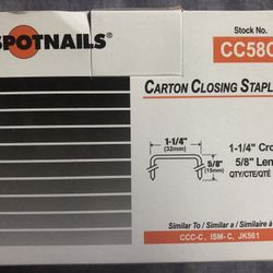 Spot Nails CC58C Carton Closing Staples 1-1/4-Inch Crown, 5/8-Inch, 2000-Piece