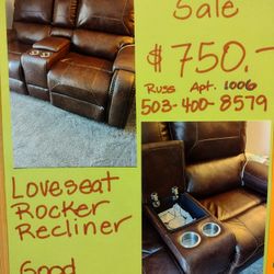 Loveseat Rocker Recliner & Adjustable Bed