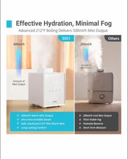 Stainless Steel Humidifier, 3L Warm Mist Humidifier, Easy Clean with Warm Steam Humidifier, Healthy