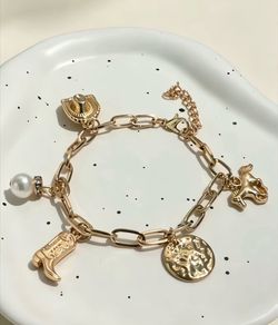 Gold Cowgirl Boot Charm Bracelet – New