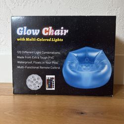 GLOW CHAIR WITH MULTI-COLORED LIGHTS WATERPROOF POOL INFLATABLE CHAIR INDOOR/OUT