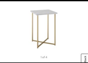 White side table with gold