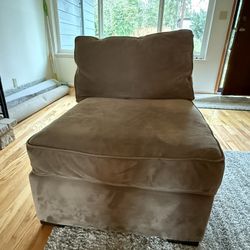 Free Taupe Armless Chair, Clean & Comfy!