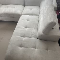 Luxury White Suede Sectional- Estate Sale