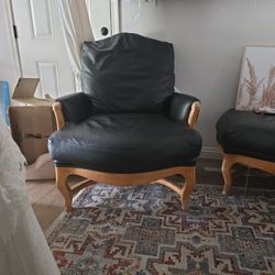 Leather Or Latix Arm Chair Plus Stool 