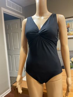 Lands End One Piece Women’s Swimsuit- Twist V Neck