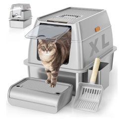 New XL Stainless Steel Cat Litter Box 