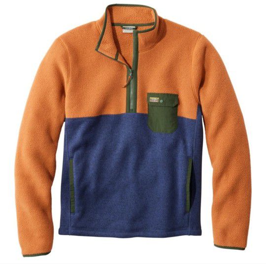 L.L. Bean Men's Sweater Fleece Sherpa Hybrid Pullover-Large