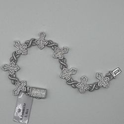 Moissanite Bracelet Cross 8inches Vvs Diamond Tester Certified.