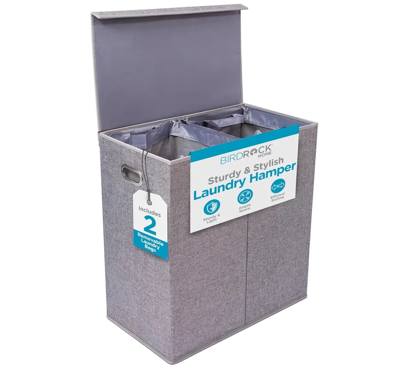 Double Clothes Hamper Grey