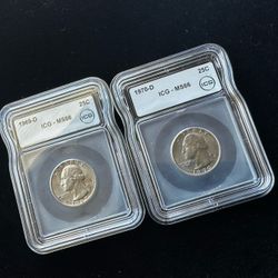 💎 ELITE Clad Quarter Set – 1969-D & 1970-D – ICG MS66 Duo – High-Grade Gems! 💎