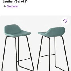 4 Barstools Aqua Blue Faux Leather 