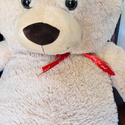 Kellytoy Cream Teddy Bear with Red Ribbon 