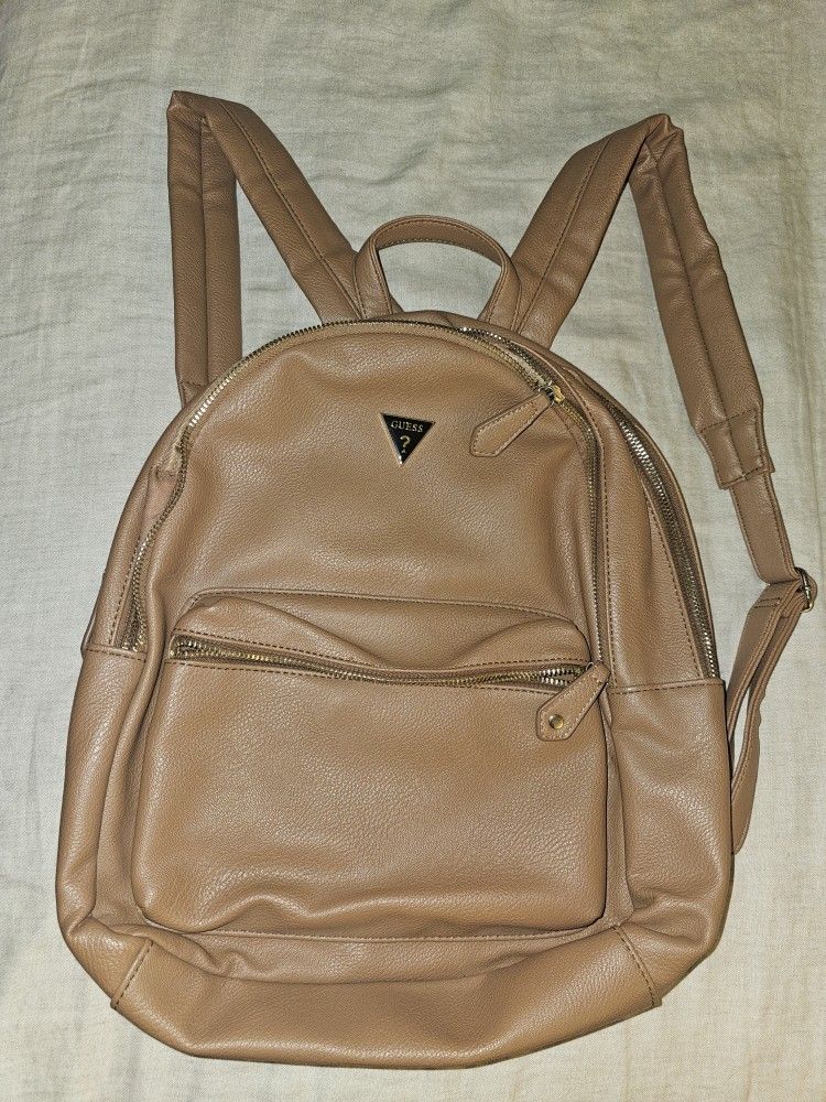 Guess Brown Leather Backpack.