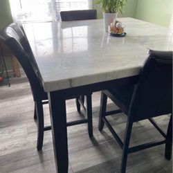 Marble Counter Dining Table w 4 chairs