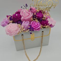 Birthday Gift Candle Flower Bouquet Handmade Scented Roses
