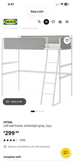 IKEA VITVAL Twin Loft Bed Frame
