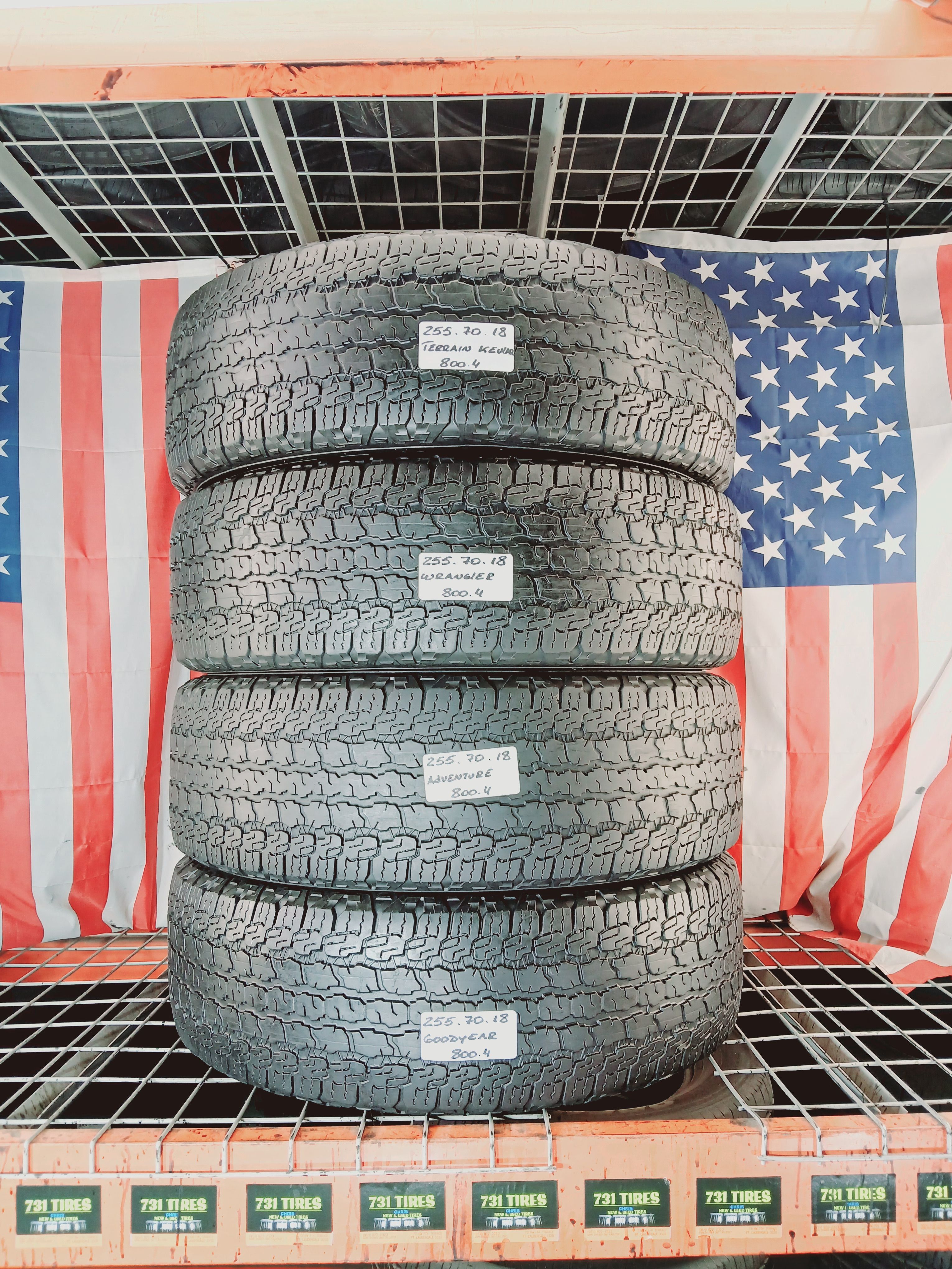 255/70R18 GOODYEAR WRANGLER PRO P255/70R18 OEM FACTORY REPLACEMENT TAKE-OFF USED TIRES TRUCK SUV SPORT CAR SEDAN JEEP 255 70 18