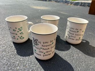 Carrigdhoun Ireland Pottery – Tea / Coffee Mugs Cups – May You Be In Heaven NEW in box. Set of 4
