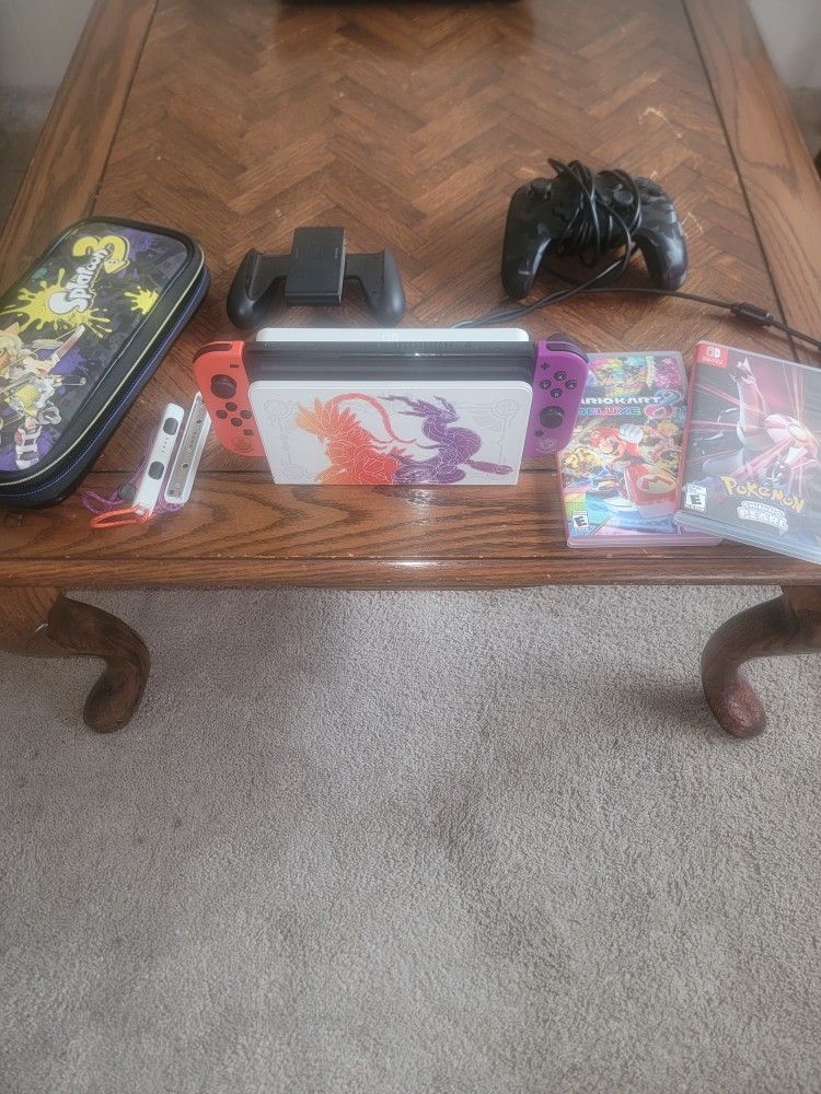 Scarlet/Violet themed Nintendo OLED switch