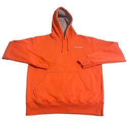 Champion Hoodie Men Medium Orange Sweatshirt Pullover Sweater Workout Exercise