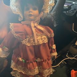 Beautiful Porcelain Light Brown Eyed Doll Limited Edition