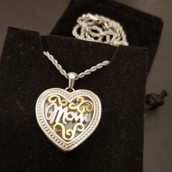Stainless Steel "MOM" Locket On 20" Wheat Chain