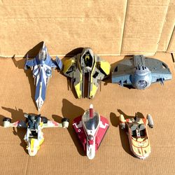 Lot Of 6 Star Wars Jedi, Sith & Rebel Racers/Ships From Various Series