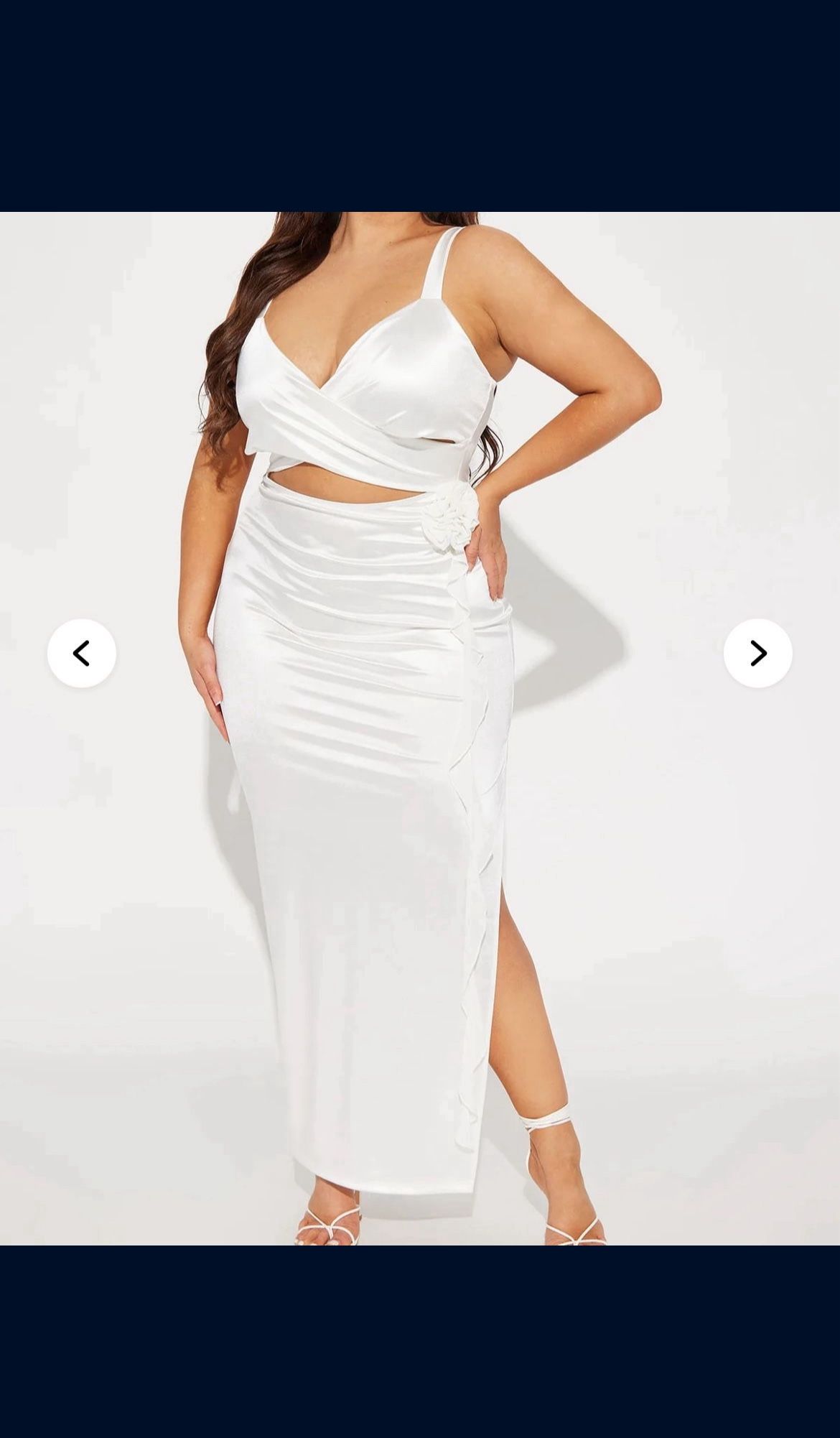 White Fashion Nova Maxi Dress- 3X