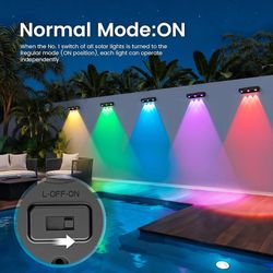 Solar Fence Lights,100 LM Color Changing Solar Wall Lights Outdoor Solar Powered with Ultra-Bright LED Lens 1200 mAh Waterproof IP65 for Christmas Hal