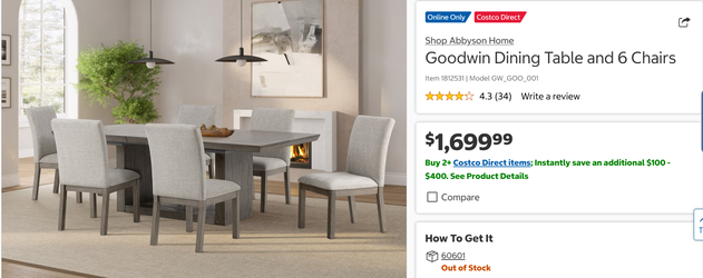 Goodwin Dining Table and 6 Chairs
