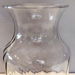 Vintage Clear Flower Vase Diagonal Rib Design 8” Tall