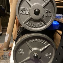 Excellent Condition Standard Barbell Pairs Of 45 Lb And 35 Lb Olympic Weight Plates