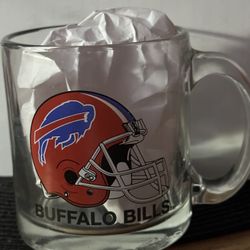 Vintage Clear Glass NFL Buffalo Bills Coffee Mug Made In USA
